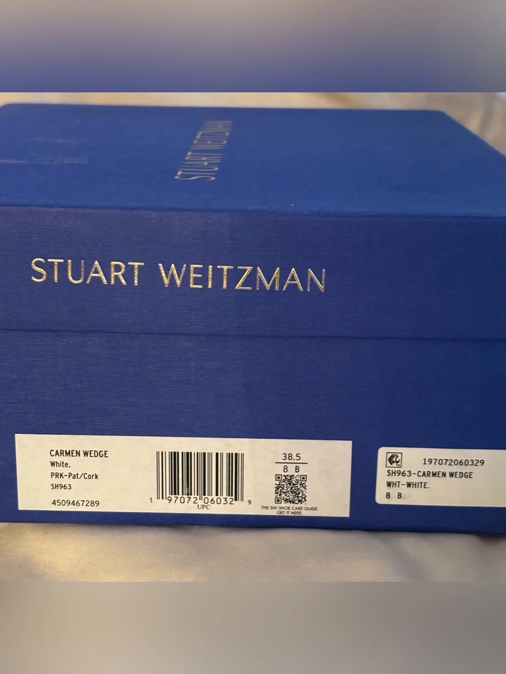 Stuart Weitzman White Patent Cork Platform Wedges - Picture 10 of 14